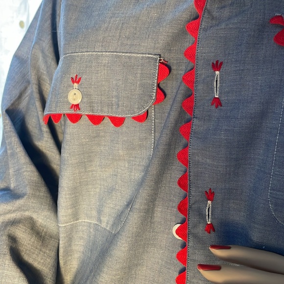 Vintage handmade (accents) cotton jean button-up shirt - Picture 2 of 4
